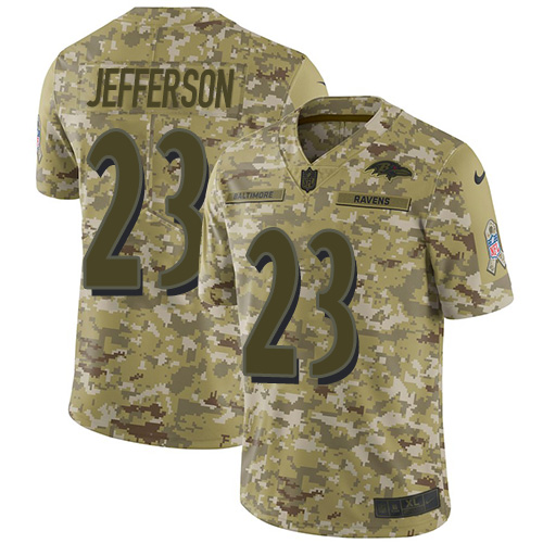 Baltimore Ravens #23 Tony Jefferson Camo Youth Stitched Limited 2018 Salute to Service Jersey Youth