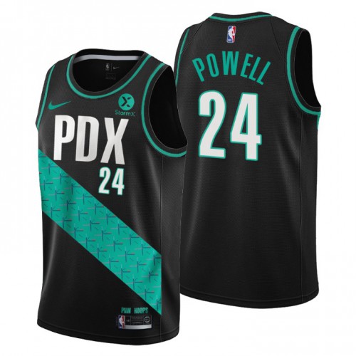 Portland Trail Blazers #24 Norman Powell Mens 2022-23 City Edition Jersey - Cherry Blossom Black Mens