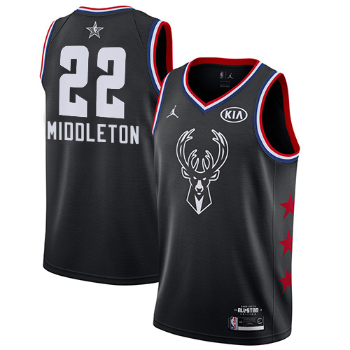 Milwaukee Bucks #22 Khris Middleton Black Jordan Swingman 2019 All-Star Game Jersey Mens
