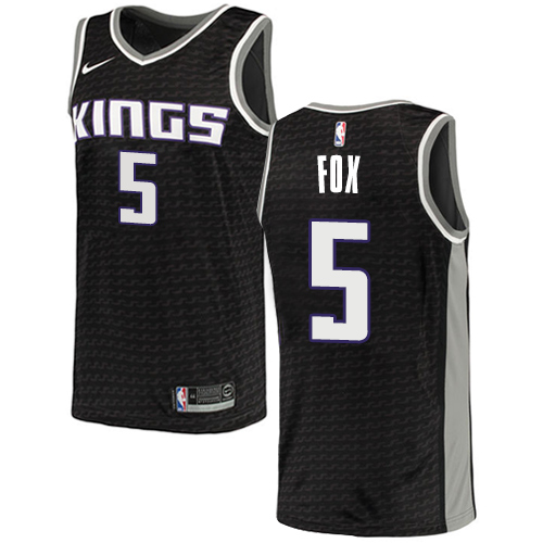 Sacramento Kings #5 DeAaron Fox Black Youth Swingman Statement Edition Jersey Youth