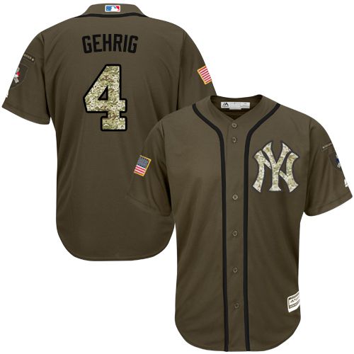 New York Yankees #4 Lou Gehrig Green Salute to Service Stitched Jersey Men's