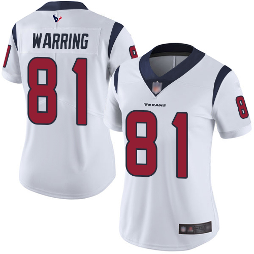 Houston Texans #81 Kahale Warring White Women's Stitched Vapor Untouchable Limited Jersey Womens