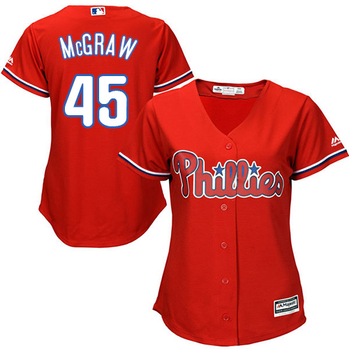 Philadelphia Phillies #45 Tug McGraw Red Alternate Women's Stitched Jersey Womens