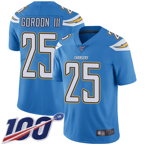 Los Angeles Chargers #25 Melvin Gordon III Electric Blue Alternate Youth Stitched 100th Season Vapor Limited Jersey Youth