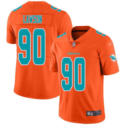 Miami Dolphins #90 Shaq Lawson Orange Men's Stitched Limited Inverted Legend Jersey Men's