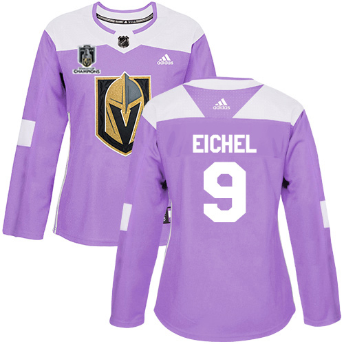 Adidas Golden Knights #9 Jack Eichel Purple 2023 Stanley Cup Champions Authentic Fights Cancer Women's Stitched Jersey