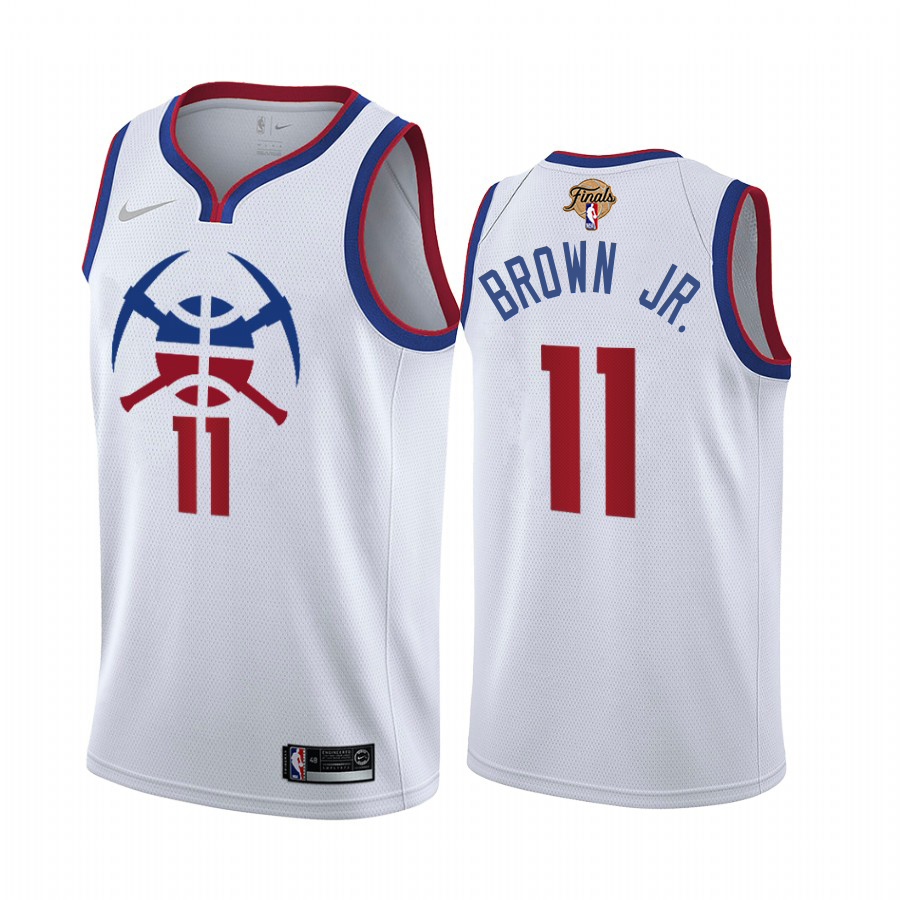 Denver Nuggets #11 Bruce Brown Jr. White Swingman 2023 Finals Patch Earned Edition Jersey