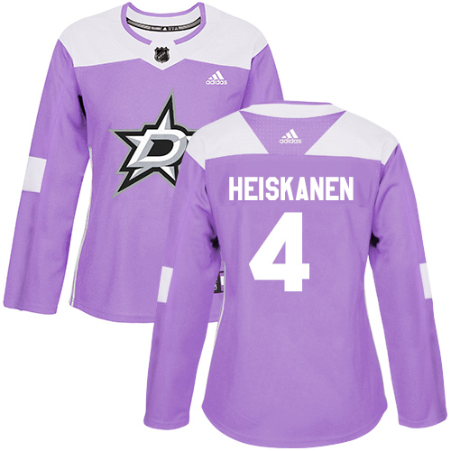Adidas Dallas Stars #4 Miro Heiskanen Purple Authentic Fights Cancer Women's Stitched Jersey Womens