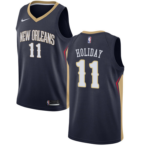 New Orleans Pelicans #11 Jrue Holiday Navy Youth Swingman Icon Edition Jersey Youth