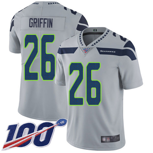 Seattle Seahawks #26 Shaquem Griffin Grey Alternate Youth Stitched 100th Season Vapor Limited Jersey Youth