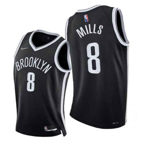 Brooklyn Nets #8 Patty Mills Mens 2021-22 75th Diamond Anniversary Jersey Black Mens