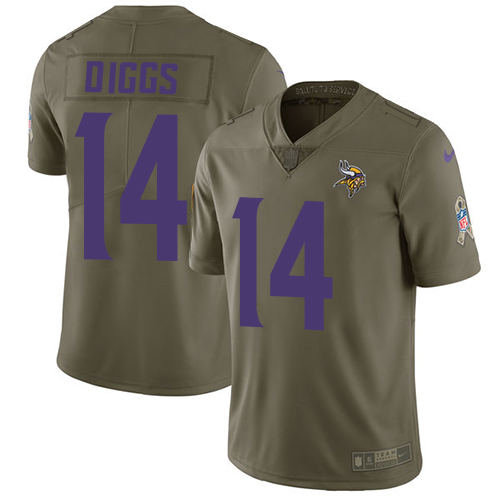 Minnesota Vikings #14 Stefon Diggs Olive Men's Stitched Limited 2017 Salute to Service Jersey Men's