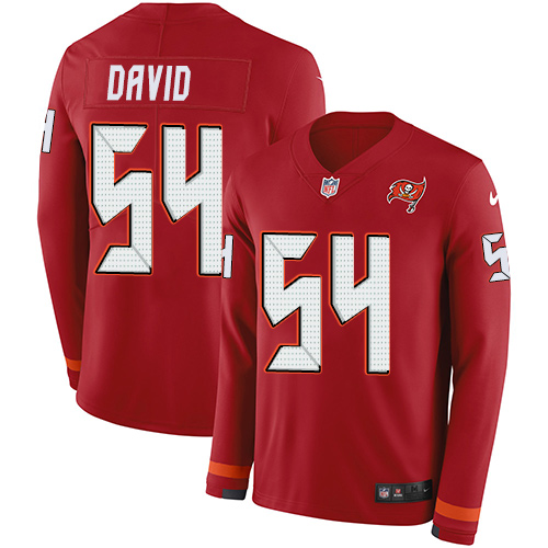 Buccaneers #54 Lavonte David Red Team Color Men's Stitched Limited Therma Long Sleeve Jersey