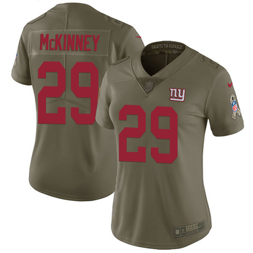 New York Giants #29 Xavier McKinney Olive Women's Stitched Limited 2017 Salute To Service Jersey Womens
