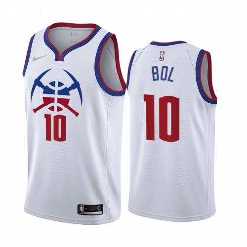 Denver Denver Nuggets #10 Bol Bol White Swingman 2020-21 Earned Edition Jersey Mens
