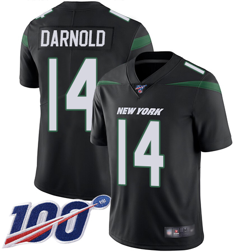 New York Jets #14 Sam Darnold Black Alternate Youth Stitched 100th Season Vapor Limited Jersey Youth