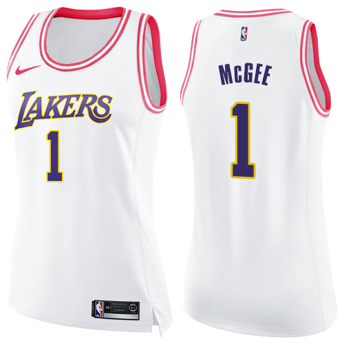 Los Angeles Lakers #1 JaVale McGee White/Pink Womens Swingman Fashion Jersey Womens