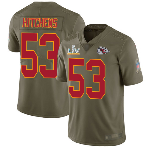 Kansas City Chiefs #53 Anthony Hitchens Olive Men's Super Bowl LV Bound Stitched Limited 2017 Salute To Service Jersey Men's