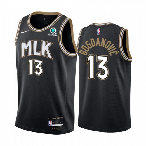 Atlanta Hawks #13 Bogdan Bogdanovic Black Womens Swingman 2020-21 City Edition Jersey Womens