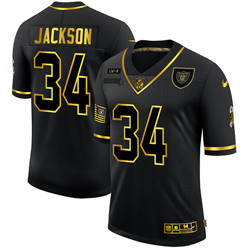 Las Vegas Raiders #34 Bo Jackson Men's 2020 Salute To Service Golden Limited Jersey Black
