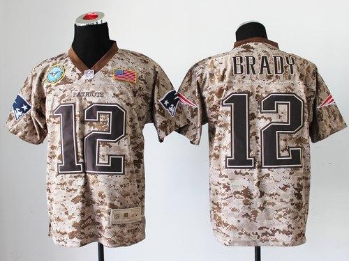 Patriots #12 Tom Brady Camo Men's Stitched New Elite USMC Jersey
