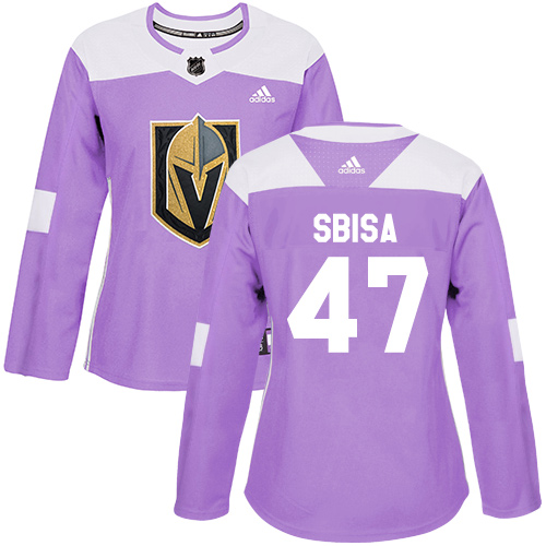 Adidas Golden Vegas Golden Knights #47 Luca Sbisa Purple Authentic Fights Cancer Women's Stitched Jersey Womens
