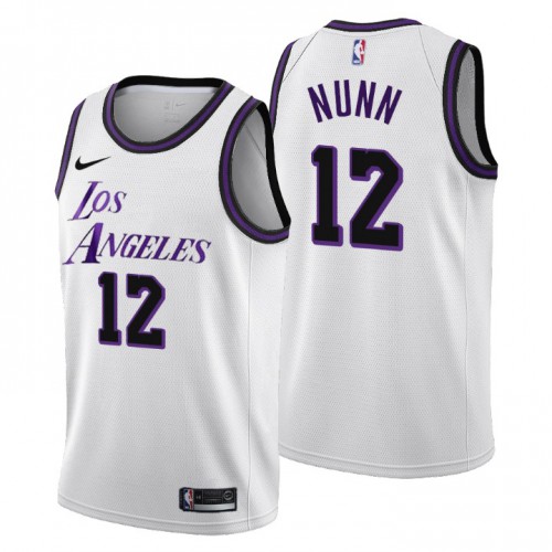 Los Angeles Lakers #12 Kendrick Nunn Mens 2022-23 City Edition Jersey - Cherry Blossom White Mens