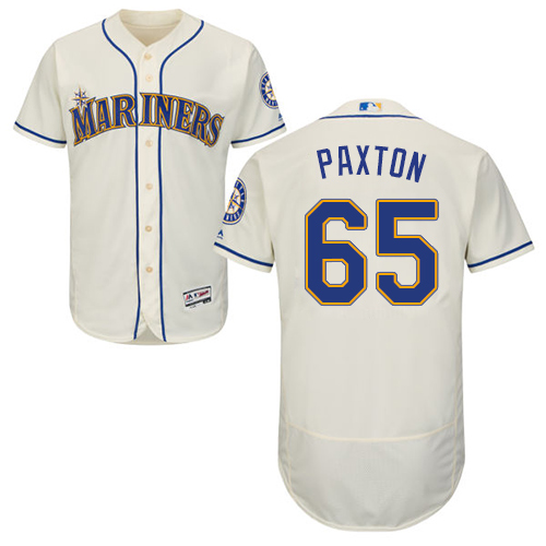 Seattle Mariners #65 James Paxton Cream Flexbase Authentic Collection Stitched Jersey Men's