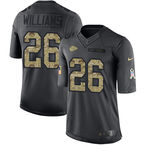 Kansas City Chiefs #26 Damien Williams Black Men's Stitched Limited 2016 Salute to Service Jersey Men's