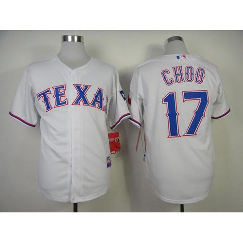 Texas Rangers #17 Shin-Soo Choo White Cool Base Stitched Jersey Men's