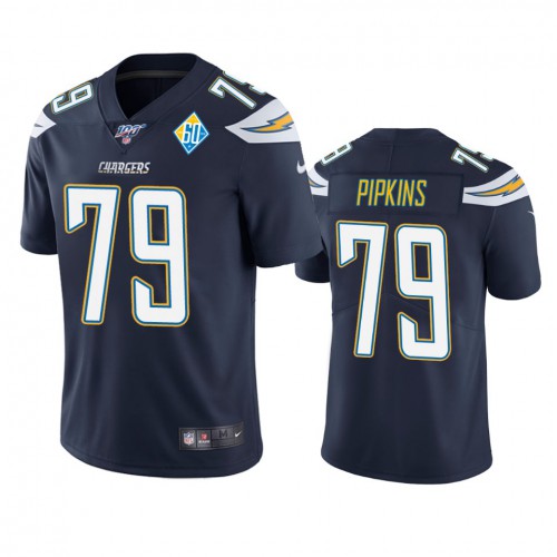 Los Angeles Los Angeles Chargers #79 Trey Pipkins Navy 60th Anniversary Vapor Limited Jersey Men's