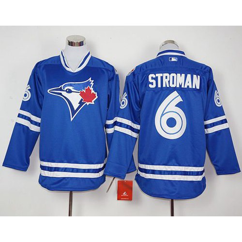 Toronto Blue Jays #6 Marcus Stroman Blue Long Sleeve Stitched Jersey Men's