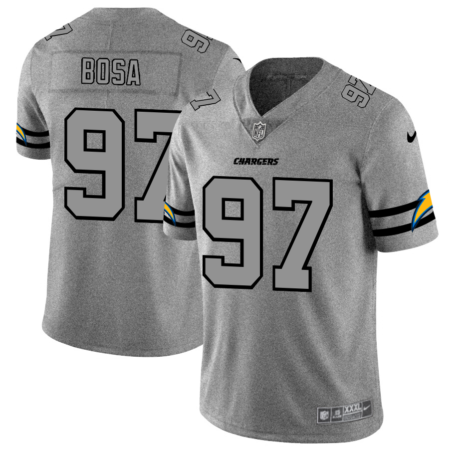 Los Angeles Chargers #97 Joey Bosa Men's Gray Gridiron II Vapor Untouchable Limited Jersey