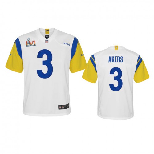 Los Angeles Los Angeles Rams #3 Cam Akers Youth Super Bowl LVI Patch Alternate Game Jersey - White Youth