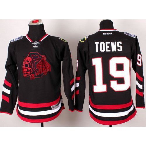 Chicago Blackhawks #19 Jonathan Toews Black(Red Skull) 2014 Stadium Series Stitched Youth Jersey Youth