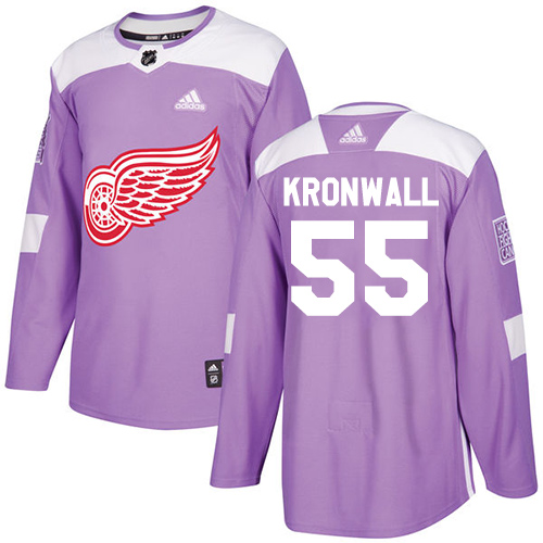 Adidas Detroit Red Wings #55 Niklas Kronwall Purple Authentic Fights Cancer Stitched Jersey Men's