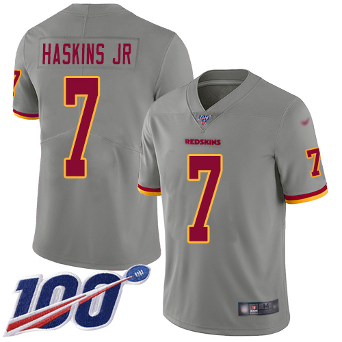 Washington Commanders #7 Dwayne Haskins Jr Gray Men's Stitched Limited Inverted Legend 100th Season Jersey Men's