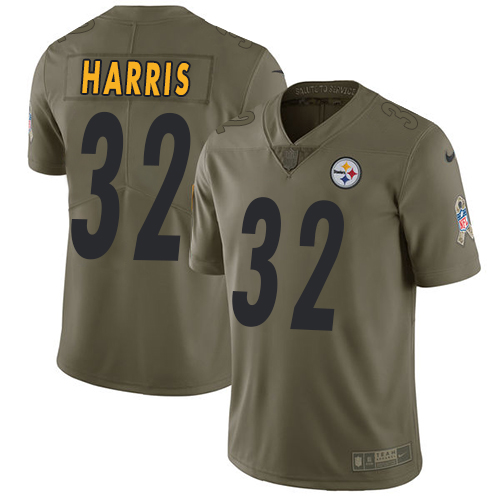 Steelers #32 Franco Harris Olive Men's Stitched Limited 2017 Salute To Service Jersey