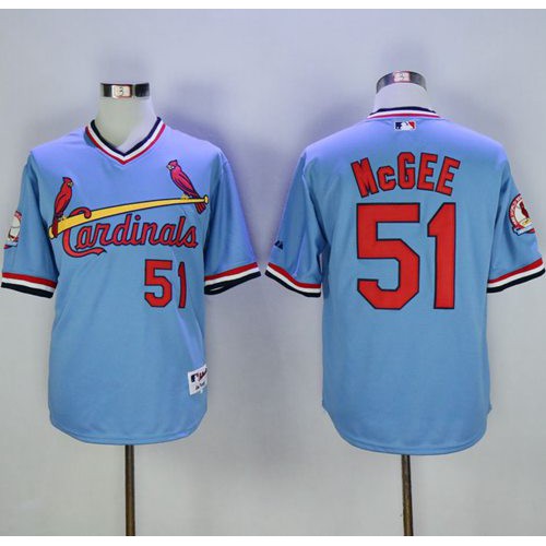 St.Louis Cardinals #51 Willie McGee Blue Cooperstown Throwback Stitched Jersey Men's