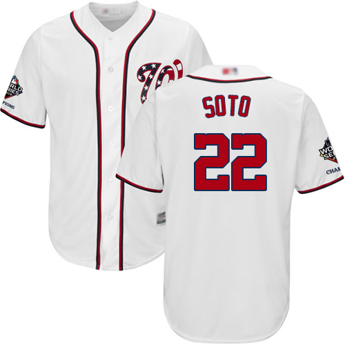 Washington Nationals #22 Juan Soto White New Cool Base 2019 World Series Champions Stitched Jersey Men's
