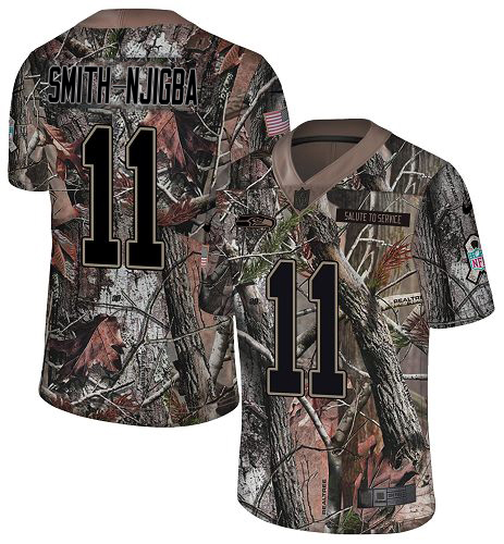 Seahawks #11 Jaxon Smith-Njigba Camo Men's Stitched Limited Rush Realtree Jersey