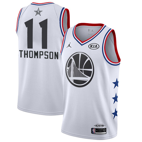 Golden State Warriors #11 Klay Thompson White Jordan Swingman 2019 All-Star Game Jersey Mens