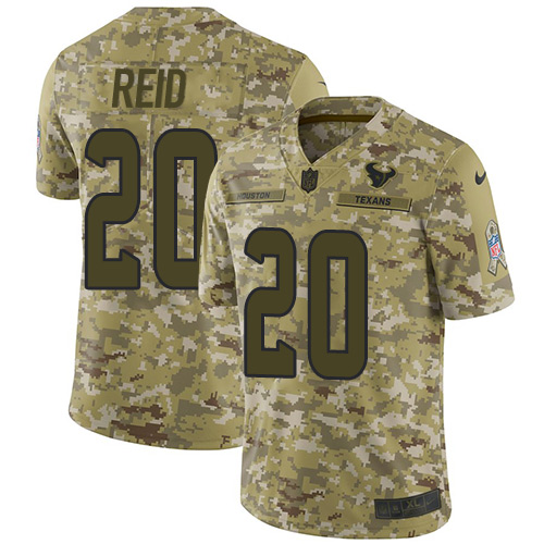 Houston Texans #20 Justin Reid Camo Men's Stitched Limited 2018 Salute To Service Jersey Men's