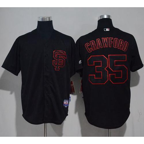 San Francisco Giants #35 Brandon Crawford Black Strip Stitched Jersey Men's