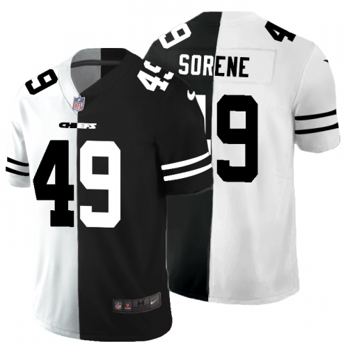 Kansas City Kansas City Chiefs #49 Daniel Sorensen Men's Black V White Peace Split Vapor Untouchable Limited Jersey Men's