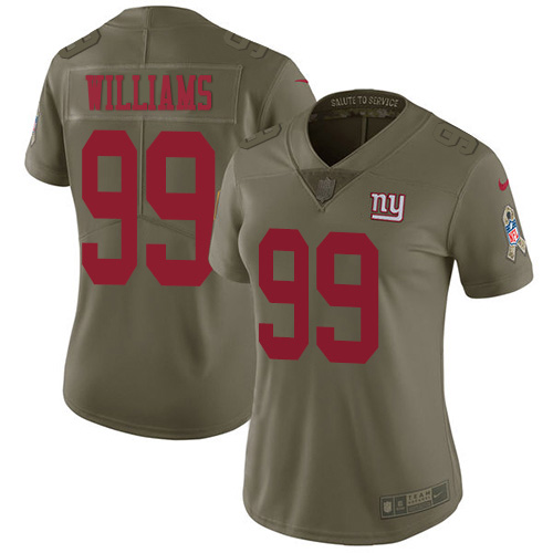 New York Giants #99 Leonard Williams Olive Women's Stitched Limited 2017 Salute To Service Jersey Womens
