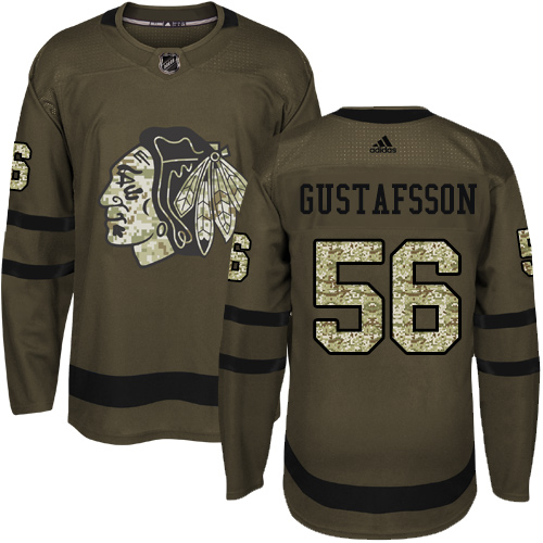 Adidas Chicago Blackhawks #56 Erik Gustafsson Green Salute to Service Stitched Youth Jersey Youth