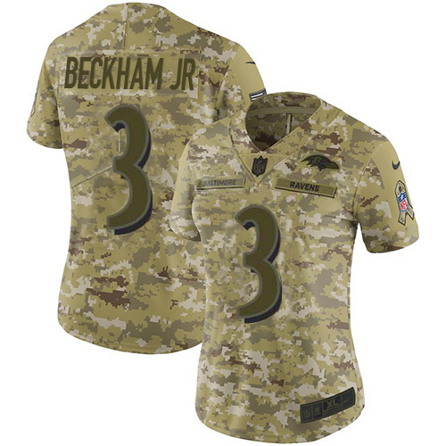 Ravens #3 Odell Beckham Jr. Camo Women's Stitched Limited 2018 Salute To Service Jersey