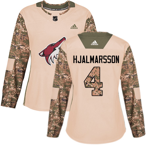 Adidas Arizona Coyotes #4 Niklas Hjalmarsson Camo Authentic 2017 Veterans Day Women's Stitched Jersey Womens