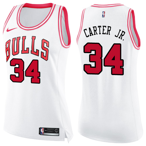 Chicago Bulls #34 Wendell Carter Jr. White/Pink Womens Swingman Fashion Jersey Womens